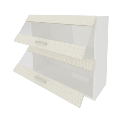 Corp Superior Lecce, 2 Usi, cu sticla, Larice/Alb, 80 x 30 x 65 cm
