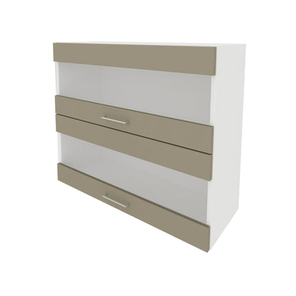 Corp Superior Lecce, 2 Usi, cu sticla, Taupe/Alb, 80 x 30 x 65 cm