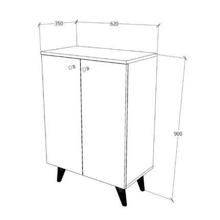 Pantofar Luton, 2 Usi, Alb, 62 x 35 x 90 cm