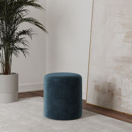 Taburet Tapitat Mali, Albastru, Stofa, L 41 x l 41 x H 45 cm