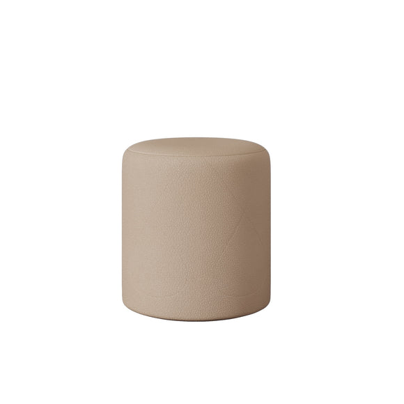 Taburet Tapitat Mali, Crem Deschis, tapiterie mixta cu piele naturala, L 41 x l 41 x H 45 cm