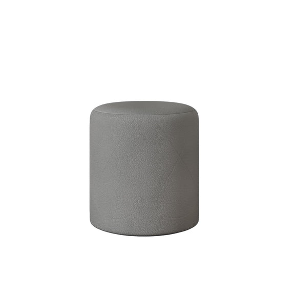 Taburet Tapitat Mali, Gri Grafit, tapiterie mixta cu piele naturala, L 41 x l 41 x H 45 cm
