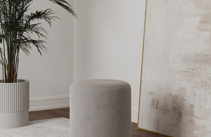 Taburet Tapitat Mali, Gri, Stofa, L 41 x l 41 x H 45 cm