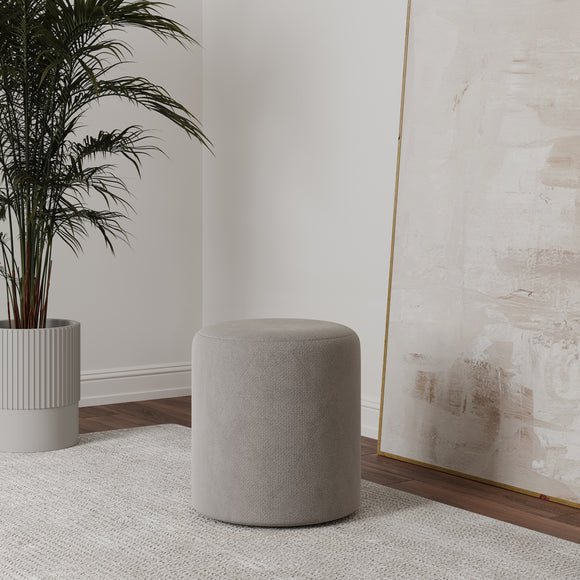 Taburet Tapitat Mali, Gri, Stofa, L 41 x l 41 x H 45 cm