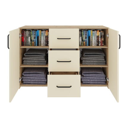 Set dormitor Malmo V9, Pat 200 x 140 cm, Stejar Artisan/Argila