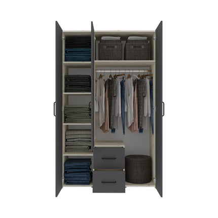 Set dormitor Malmo V10, Pat 200 x 140 cm, Stejar Alb/Antracit