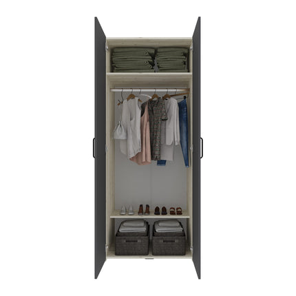 Set dormitor Malmo V15, Pat 200 x 140 cm, Stejar Alb/Antracit