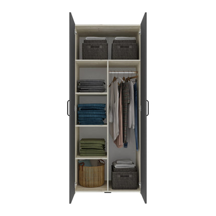Set dormitor Malmo V16, Pat 200 x 160 cm, Stejar Alb/Antracit