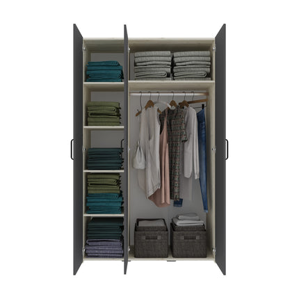 Set dormitor Malmo V8, Pat 200 x 140 cm, Stejar Alb/Antracit