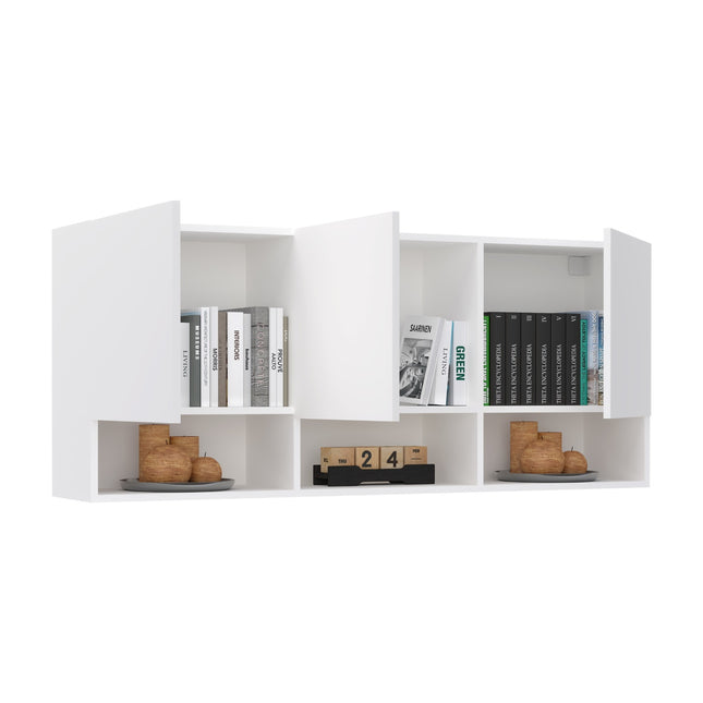 Dulap suspendat Malmo, 3 Usi, Alb, 144 x 27 x 60 cm