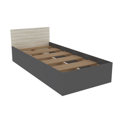Set dormitor Malmo V19, Pat 200 x 90 cm, Stejar Alb/Antracit