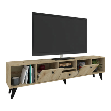 Comoda TV Malta, 3 Usi, 3 Casete, Stejar Artisan, 180 x 30 x 45 cm