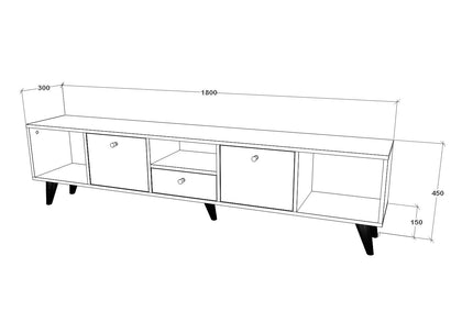 Comoda TV Malta, 3 Usi, 3 Casete, Stejar Artisan, 180 x 30 x 45 cm
