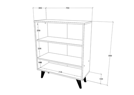 Comoda TV Malta, 3 Usi, Stejar Artisan, 75 x 30 x 90 cm