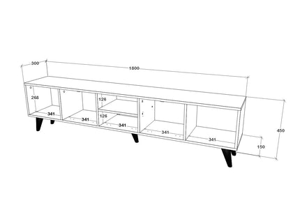 Comoda TV Malta, 3 Usi, 3 Casete, Stejar Artisan, 180 x 30 x 45 cm