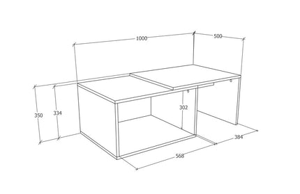 Masuta Cafea Orli, Alb/Negru, 100 x 50 x 35 cm