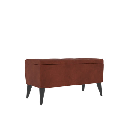 Bancheta Tapitata Mera, cu spatiu depozitare, Caramel, Stofa, 80 x 37 x 42 cm