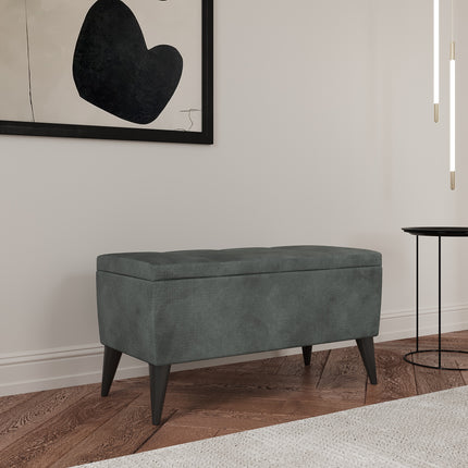 Bancheta Tapitata Mera, cu spatiu depozitare, Menta, Stofa, 80 x 37 x 42 cm