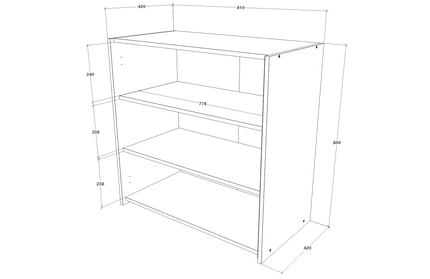 Comoda Malmo, 2 Usi, Stejar Alb/Antracit, 81 x 42 x 80 cm