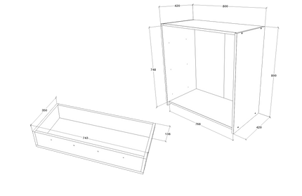 Comoda Malmo, 3 Sertare, Stejar Alb/Antracit, 80 x 42 x 80 cm