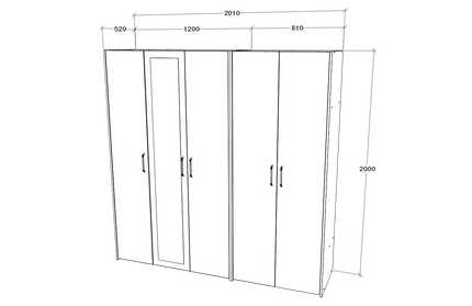 Dressing Malmo V2, Stejar Alb/Antracit, L 200 cm