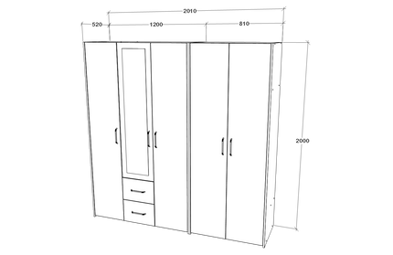 Dressing Malmo V3, Stejar Alb/Antracit, L 200 cm