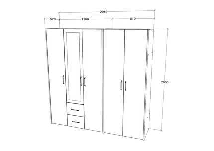 Dressing Malmo V3, Stejar Alb/Antracit, L 201 cm