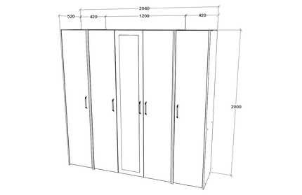 Dressing Malmo V5, Stejar Alb/Antracit, L 200 cm