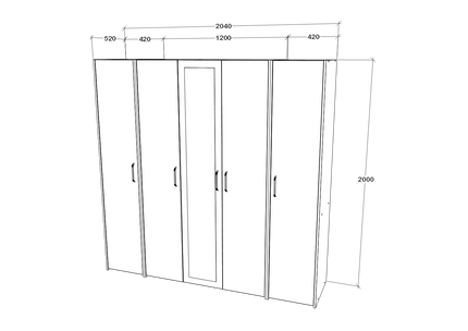 Dressing Malmo V5, Stejar Alb/Antracit, L 204 cm