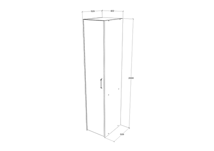 Dulap Malmo, 1 Usa, cu polite, Stejar Alb/Antracit, 42 x 52 x 200 cm