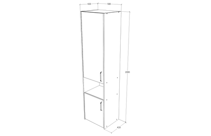 Dulap Malmo, 2 Usi, cu spatiu, Stejar Alb/Antracit, 50 x 42 x 200 cm