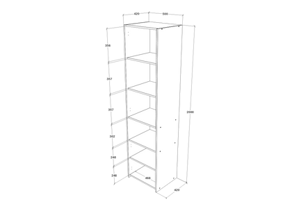 Dulap Malmo, 2 Usi, cu spatiu, Stejar Artisan/Argila, 50 x 42 x 200 cm
