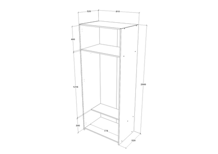 Dulap Malmo, 2 Usi, Stejar Artisan/Argila, 81 x 52 x 200 cm