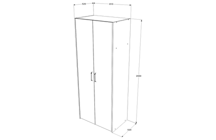 Dulap Malmo, 2 Usi, cu polite, Stejar Alb/Antracit, 81 x 52 x 200 cm