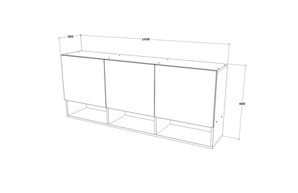 Dulap suspendat Malmo, 3 Usi, Stejar Alb/Antracit, 144 x 27 x 60 cm