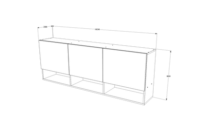 Dulap suspendat Malmo, 3 Usi, Stejar Alb/Antracit, 164 x 27 x 60 cm