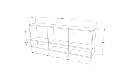 Dulap suspendat Malmo, 3 Usi, Stejar Alb/Antracit, 164 x 27 x 60 cm