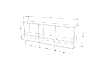 Dulap suspendat Malmo, 3 Usi, Stejar Artisan/Argila, 164 x 27 x 60 cm