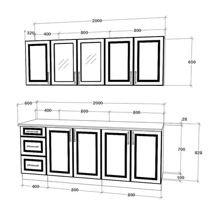 Set Bucatarie Nevada, Bej Cashmere/Alb, L 200 cm