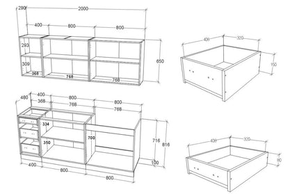 Set Bucatarie Nevada, Bej Cashmere/Alb, L 200 cm