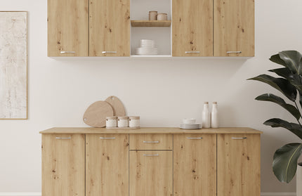 Set Bucatarie Nisa, Stejar Artisan/Alb, L 200 cm