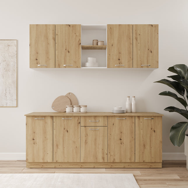 Set Bucatarie Nisa, Stejar Artisan/Alb, L 200 cm