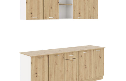 Set Bucatarie Nisa, Stejar Artisan/Alb, L 200 cm
