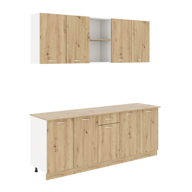 Set Bucatarie Nisa, Stejar Artisan/Alb, L 200 cm