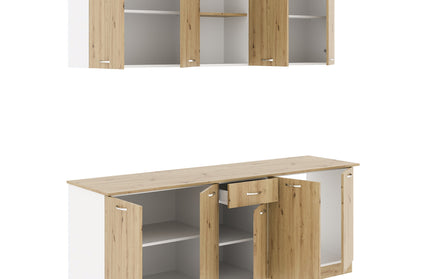 Set Bucatarie Nisa, Stejar Artisan/Alb, L 200 cm