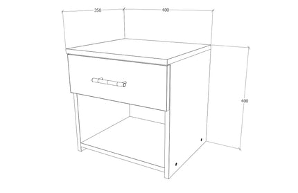 Noptiera Leco, 1 Sertar, Alb/Ulm 40 x 35 x 40 cm