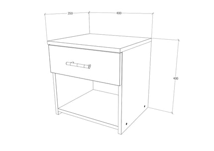 Set 2 Noptiere Remi, 1 Sertar, Alb, 40 x 35 x 40 cm