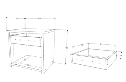 Set 2 Noptiere Remi, 1 Sertar, Stejar Sonoma, 40 x 35 x 40 cm