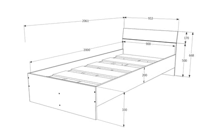 Pat Leco, 200 x 90 cm, saltea spuma inclusa, Alb/Roz