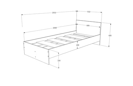 Pat Remi, 200 x 90 cm, saltea spuma inclusa, Ulm Deschis